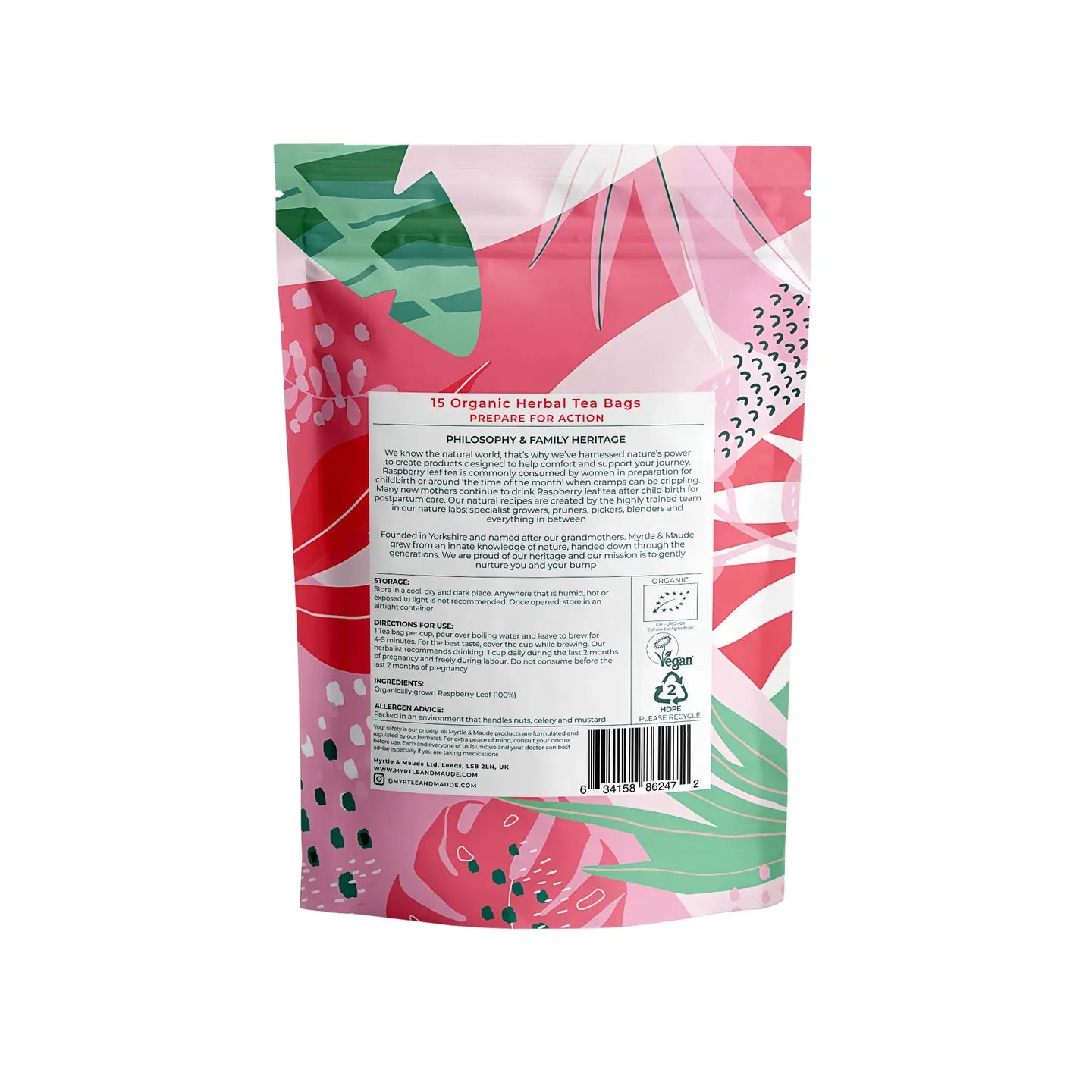 Tisane bio de feuilles de framboisier – 30 g