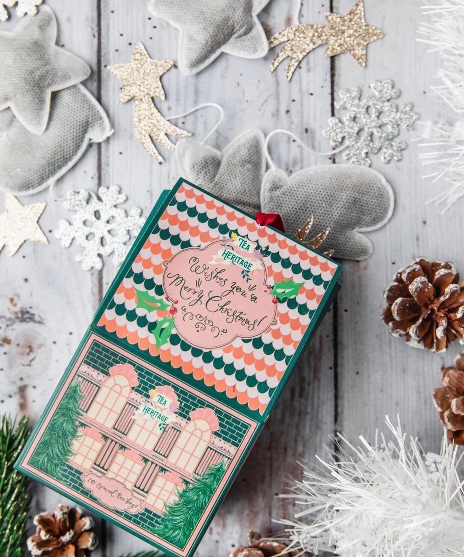 Coffret Maison Joyeux Noël avec sachets de thé bio à suspendre