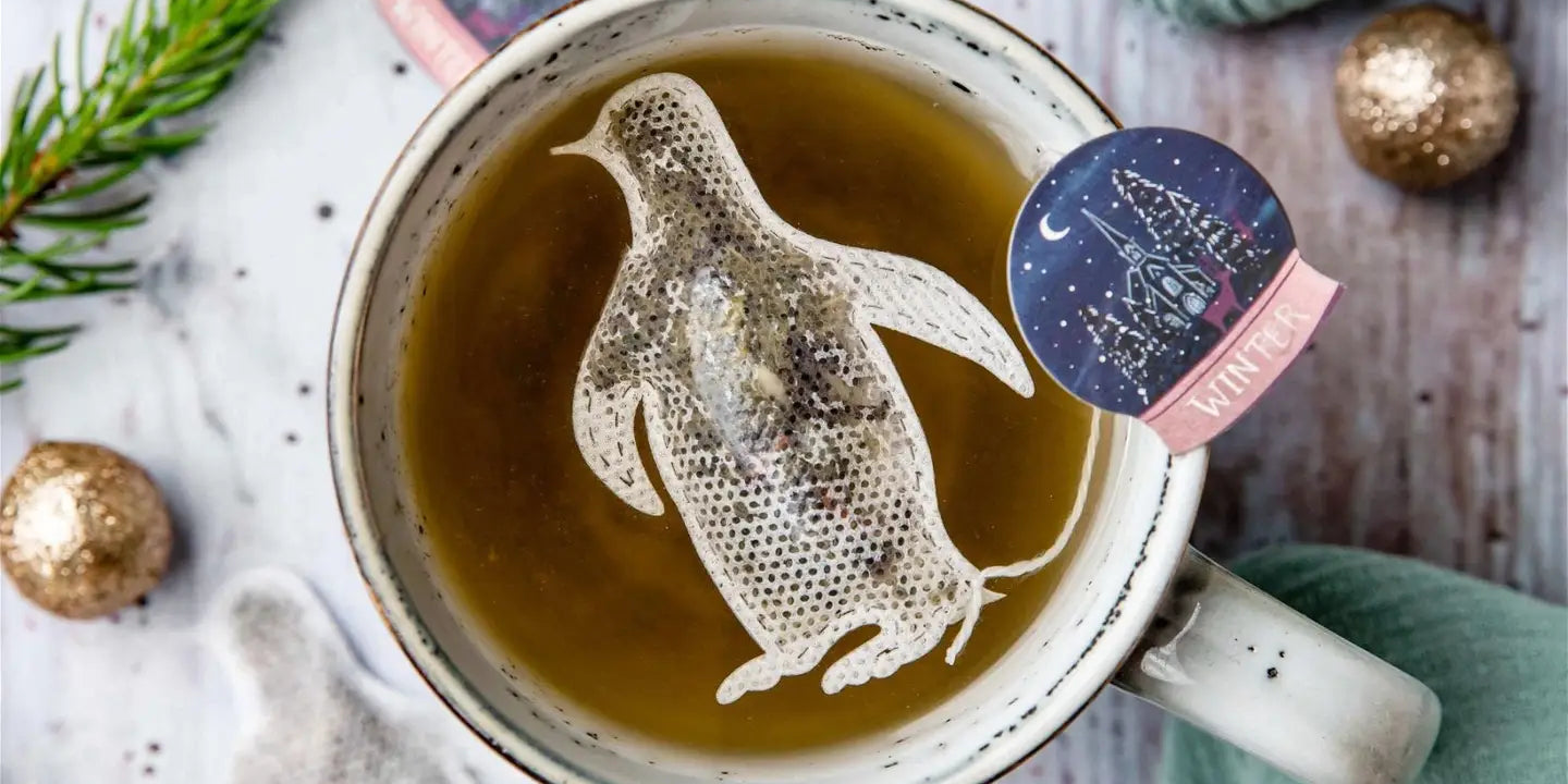 Sachet de thé pingouin en gaze alimentaire pour infusion