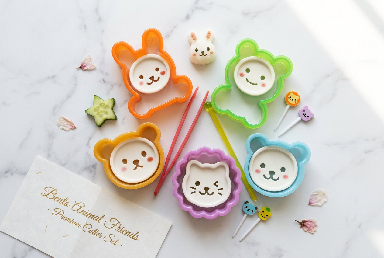 Emporte-pièces pour jambon et fromage en formes d’animaux, avec accessoires.